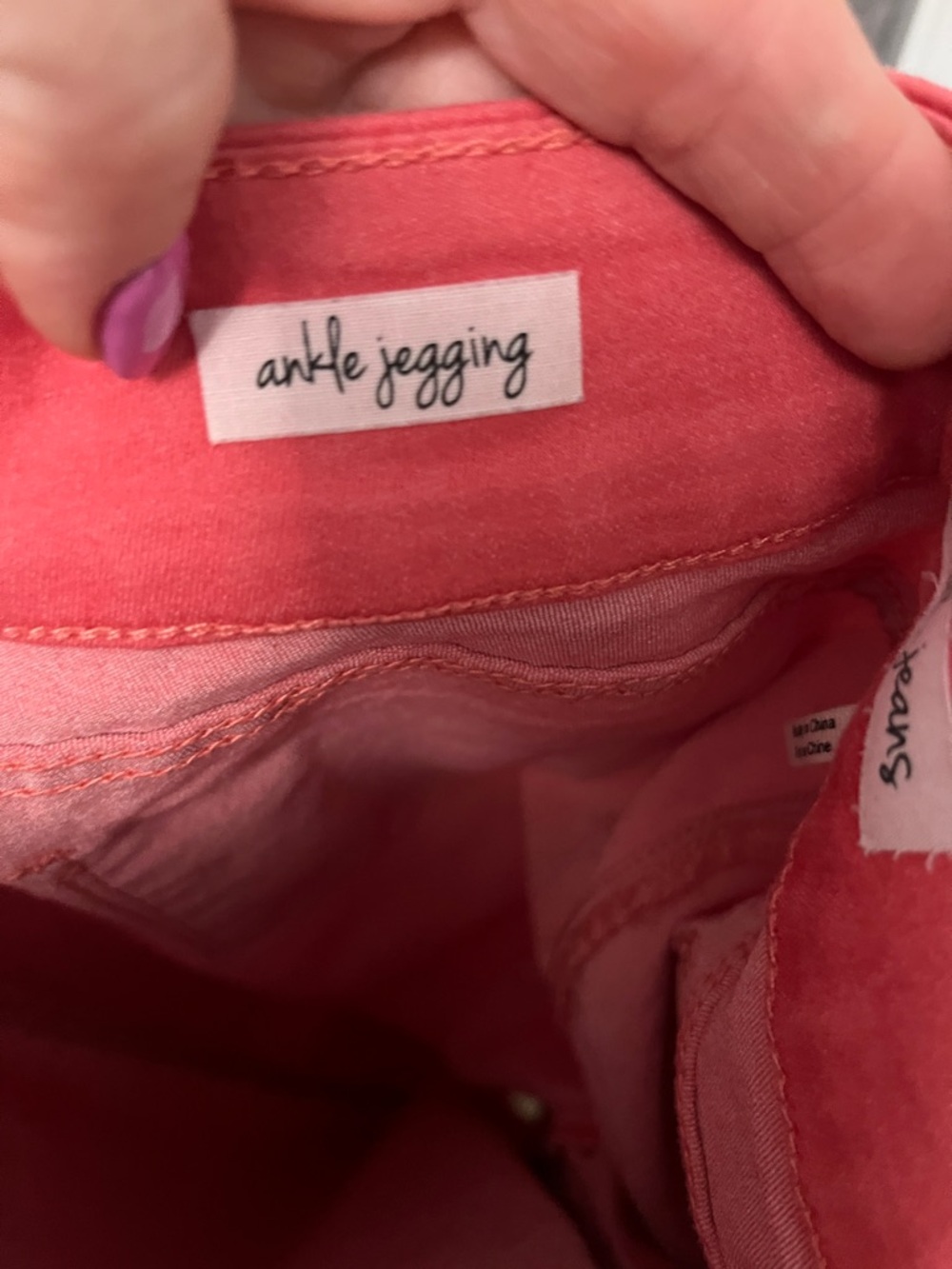 Tribal Women's Cropped Jeans in Coral Pink - Picture 4 of 4